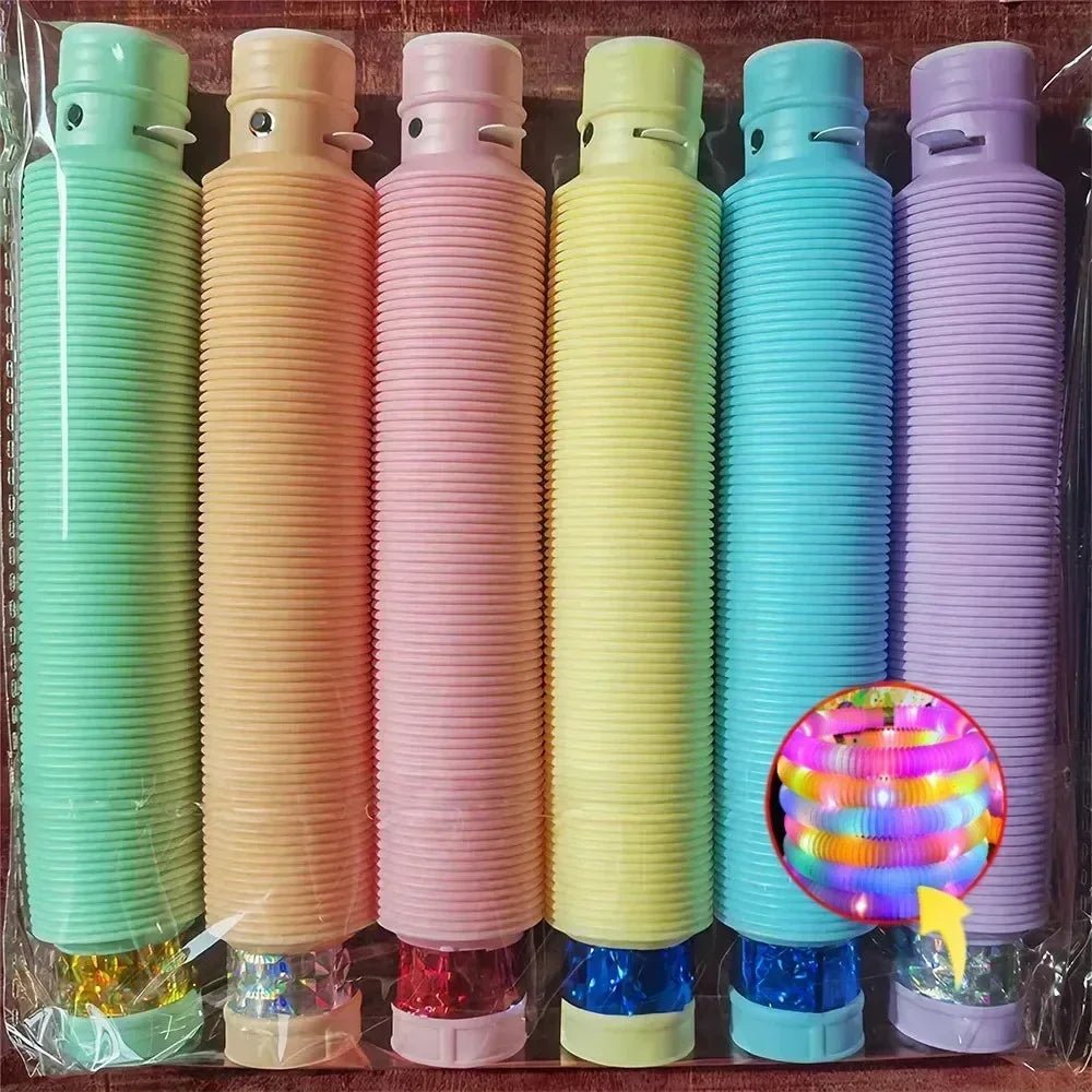 LED Pop Tubes Sensory Fidget Toy – 6 PCS Light - Up Stretch Tubes - Onlytenbucks.com