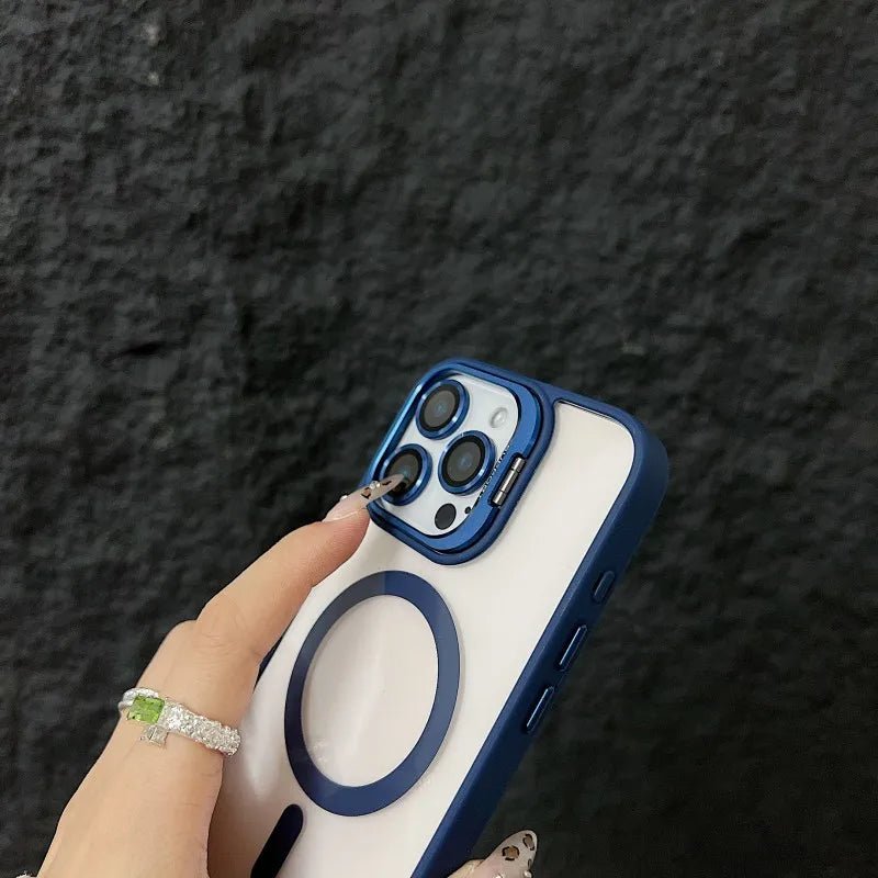 Magnetic Shockproof Transparent Phone Case with Stand Glass Lens Protection - Onlytenbucks.com