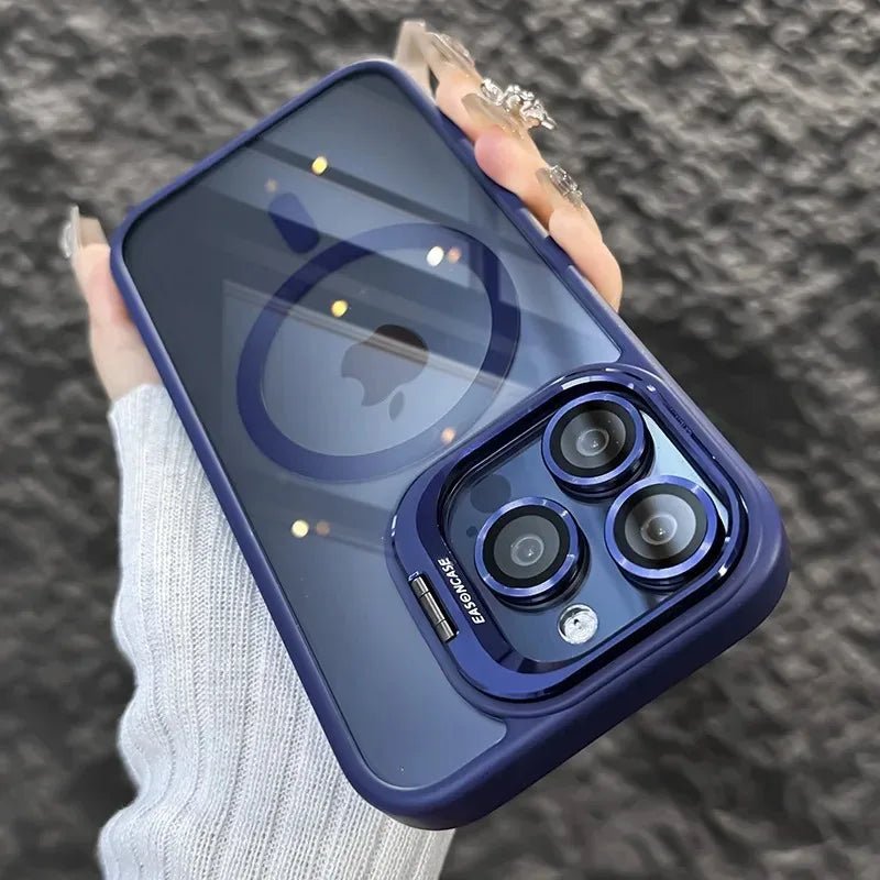 Magnetic Shockproof Transparent Phone Case with Stand Glass Lens Protection - Onlytenbucks.com