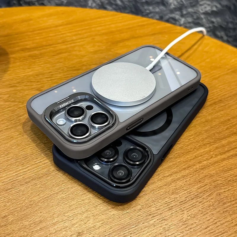 Magnetic Shockproof Transparent Phone Case with Stand Glass Lens Protection - Onlytenbucks.com