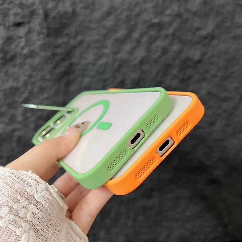 Magnetic Shockproof Transparent Phone Case with Stand Glass Lens Protection - Onlytenbucks.com