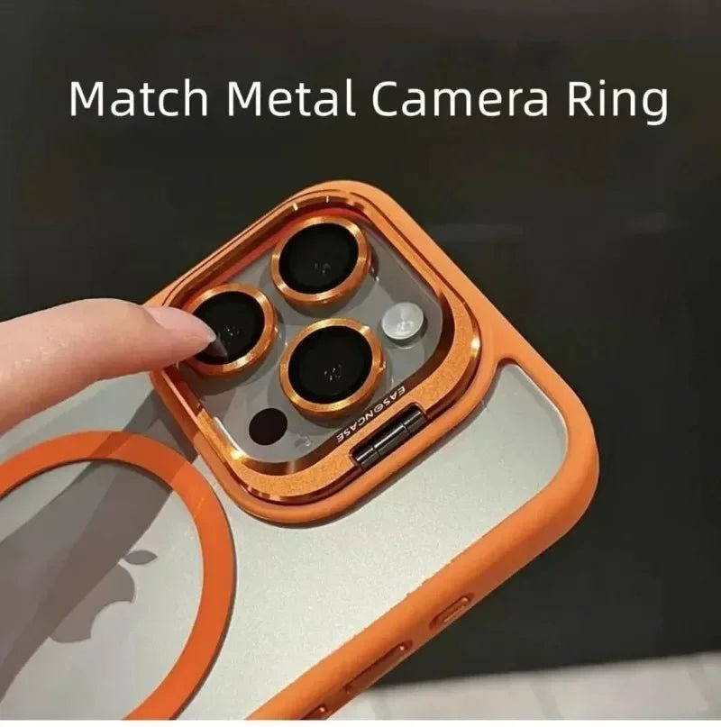 Magnetic Shockproof Transparent Phone Case with Stand Glass Lens Protection - Onlytenbucks.com