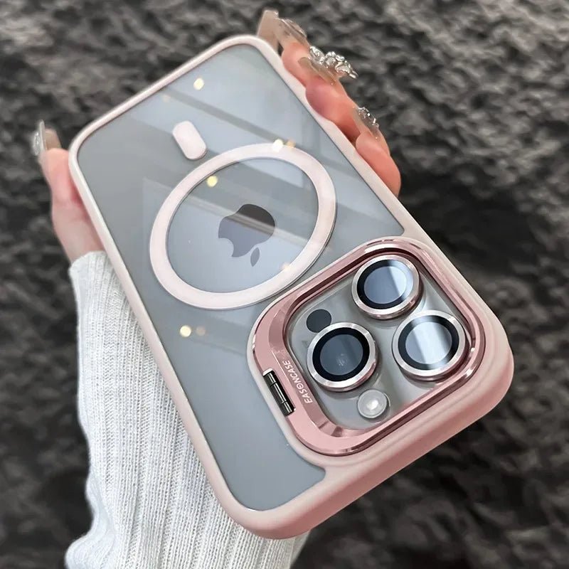Magnetic Shockproof Transparent Phone Case with Stand Glass Lens Protection - Onlytenbucks.com