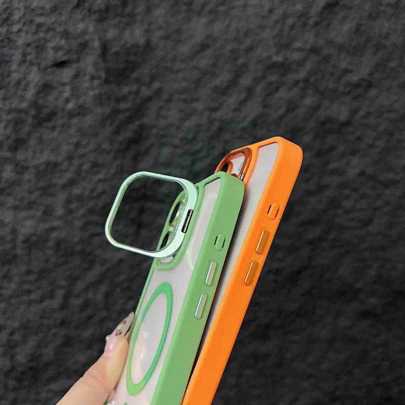 Magnetic Shockproof Transparent Phone Case with Stand Glass Lens Protection - Onlytenbucks.com