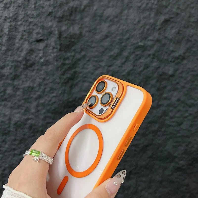 Magnetic Shockproof Transparent Phone Case with Stand Glass Lens Protection - Onlytenbucks.com