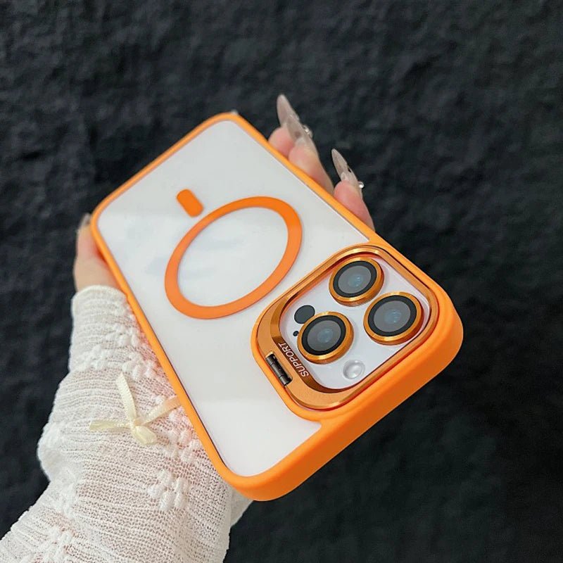 Magnetic Shockproof Transparent Phone Case with Stand Glass Lens Protection - Onlytenbucks.com