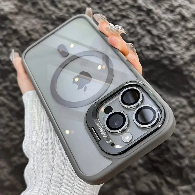 Magnetic Shockproof Transparent Phone Case with Stand Glass Lens Protection - Onlytenbucks.com
