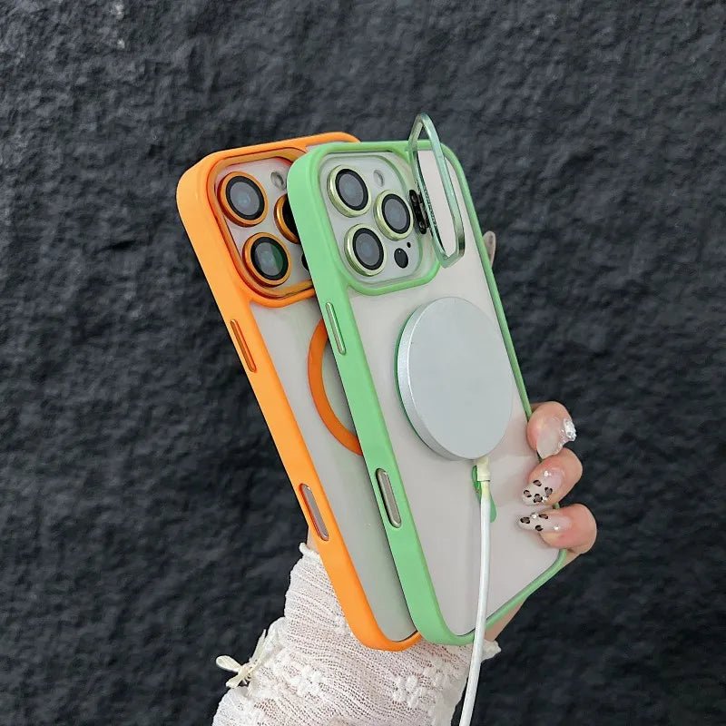 Magnetic Shockproof Transparent Phone Case with Stand Glass Lens Protection - Onlytenbucks.com