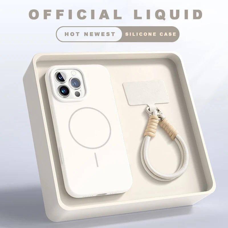 Magnetic Silicone Phone Case – Magsafe - Compatible Shockproof Cover with Strap - Onlytenbucks.com