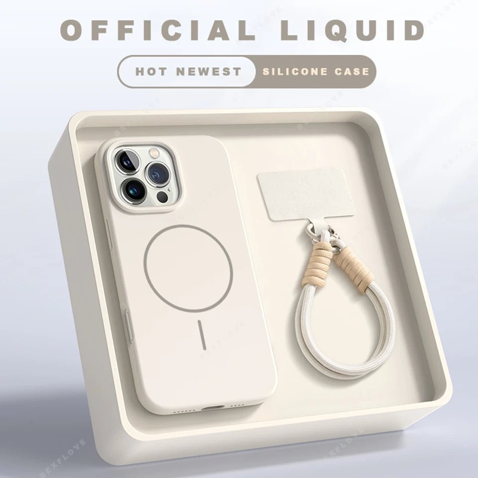 Magnetic Silicone Phone Case – Magsafe - Compatible Shockproof Cover with Strap - Onlytenbucks.com