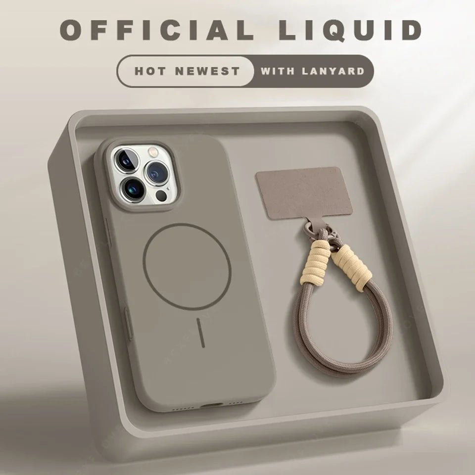 Magnetic Silicone Phone Case – Magsafe - Compatible Shockproof Cover with Strap - Onlytenbucks.com
