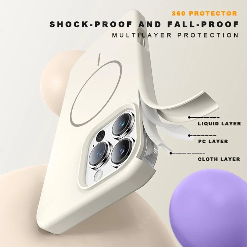 Magnetic Silicone Phone Case – Magsafe - Compatible Shockproof Cover with Strap - Onlytenbucks.com