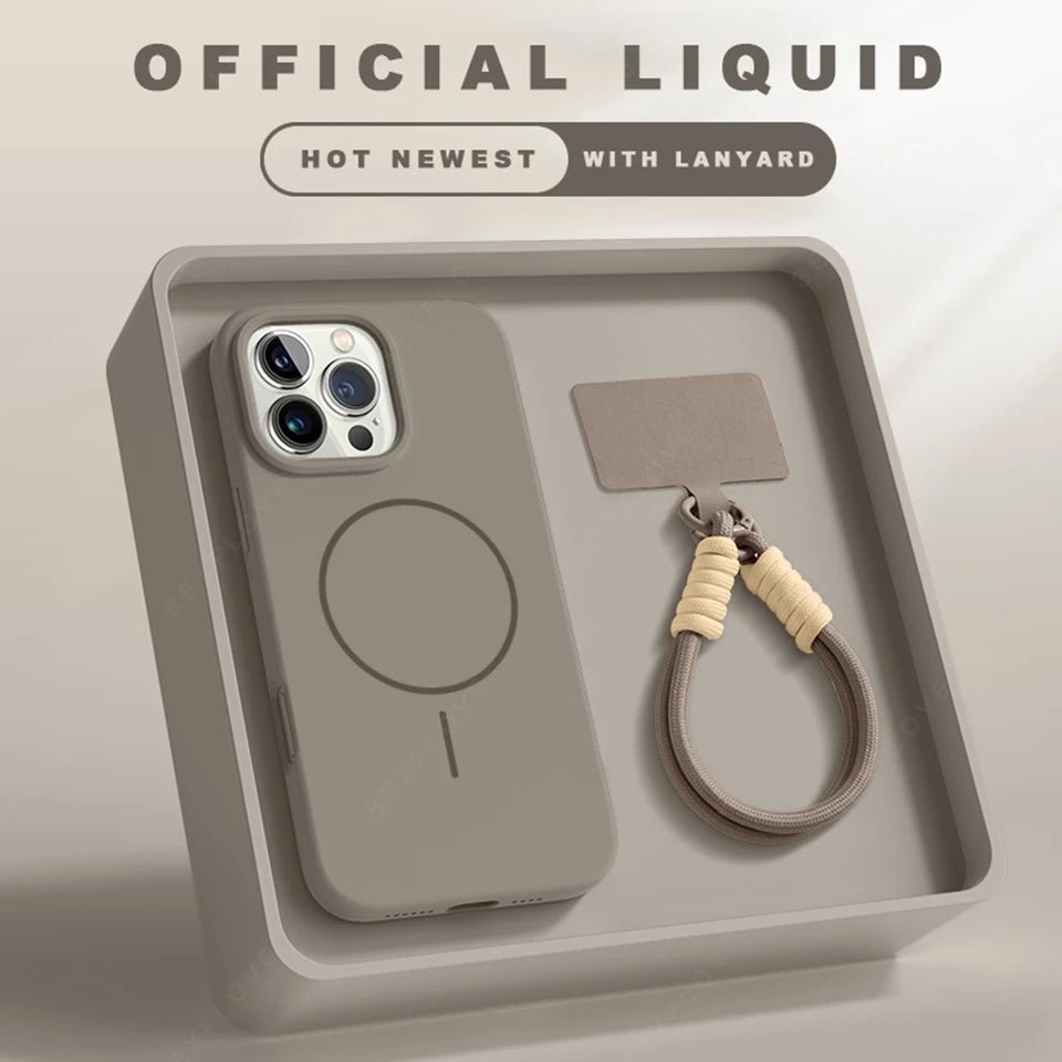 Magnetic Silicone Phone Case – Magsafe - Compatible Shockproof Cover with Strap - Onlytenbucks.com