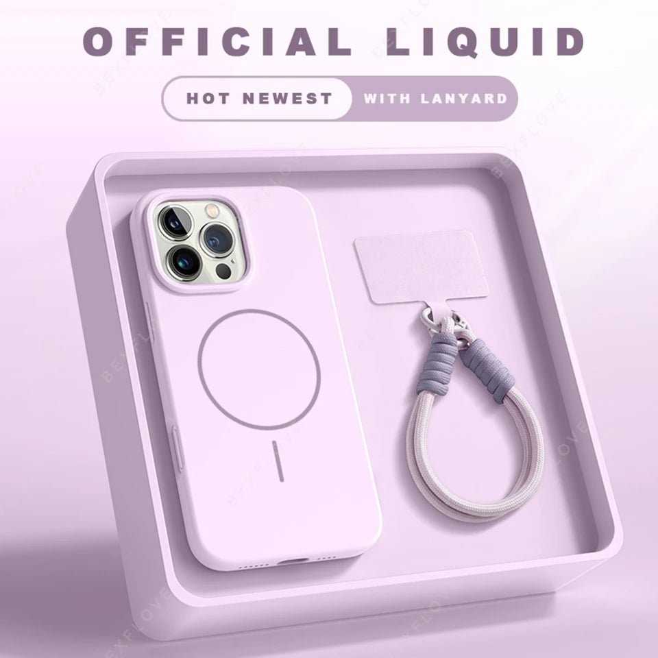 Magnetic Silicone Phone Case – Magsafe - Compatible Shockproof Cover with Strap - Onlytenbucks.com