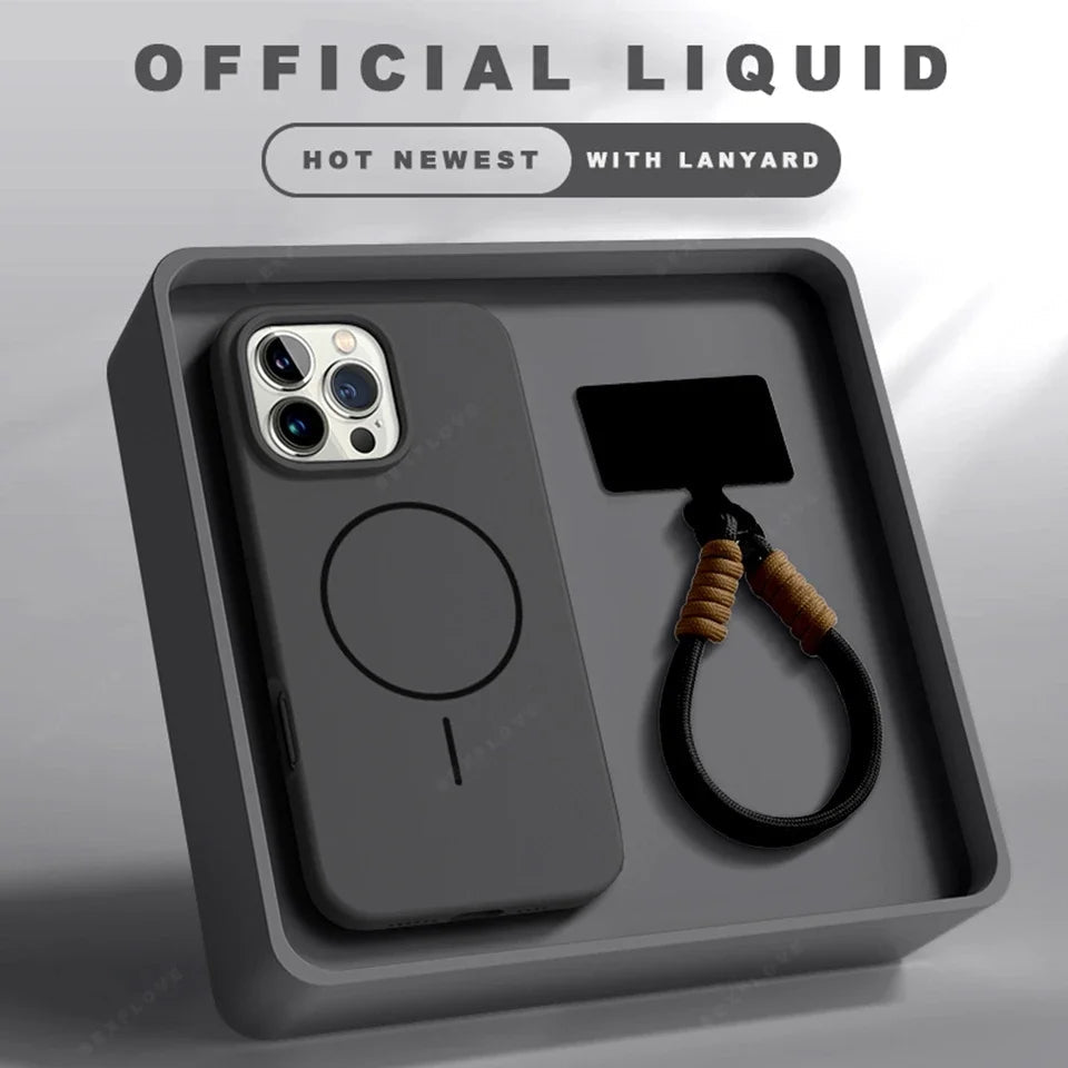 Magnetic Silicone Phone Case – Magsafe - Compatible Shockproof Cover with Strap - Onlytenbucks.com