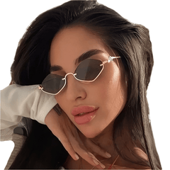 Metal Half - Frame Diamond Sunglasses – UV400 Gradient Dopamine Shades - Onlytenbucks.com