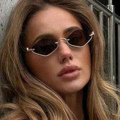 Metal Half - Frame Diamond Sunglasses – UV400 Gradient Dopamine Shades - Onlytenbucks.com