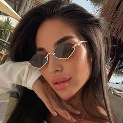 Metal Half - Frame Diamond Sunglasses – UV400 Gradient Dopamine Shades - Onlytenbucks.com