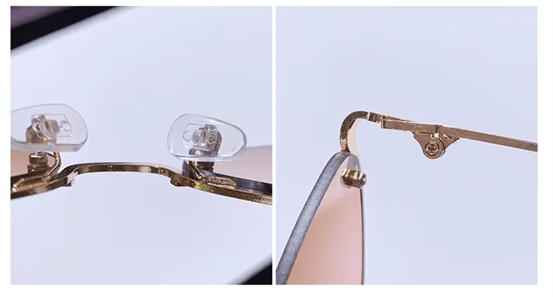 Metal Half - Frame Diamond Sunglasses – UV400 Gradient Dopamine Shades - Onlytenbucks.com