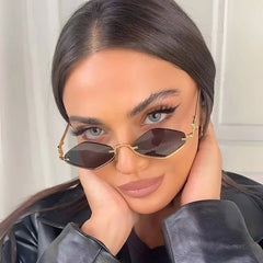 Metal Half - Frame Diamond Sunglasses – UV400 Gradient Dopamine Shades - Onlytenbucks.com