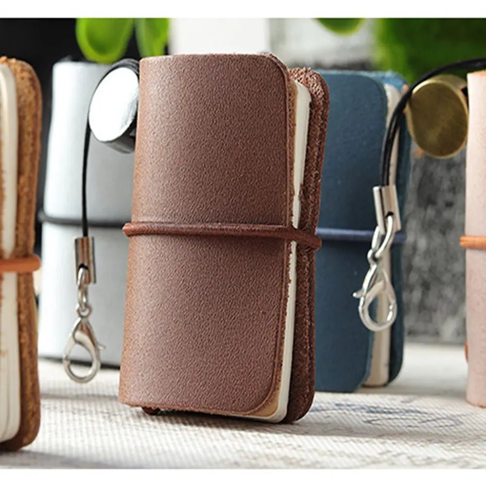 Mini Leather Travel Notebook with Holster – Portable Journal Booklet - Onlytenbucks.com