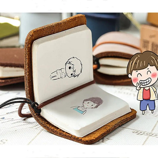 Mini Leather Travel Notebook with Holster – Portable Journal Booklet - Onlytenbucks.com