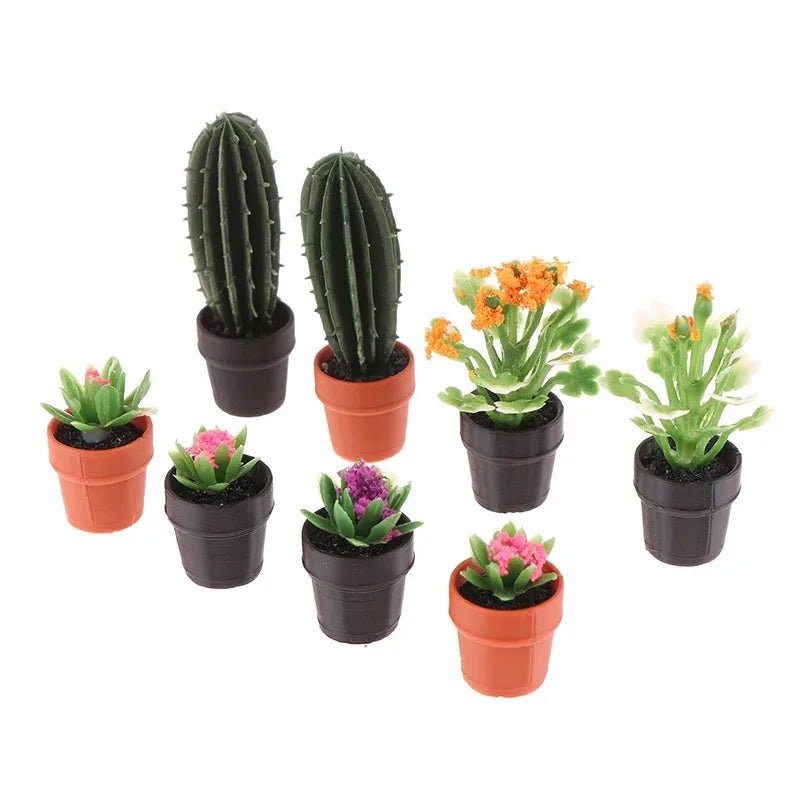 Miniature Potted Plant Set – 1:12 Dollhouse Simulation Plants (5 PCS) - Onlytenbucks.com