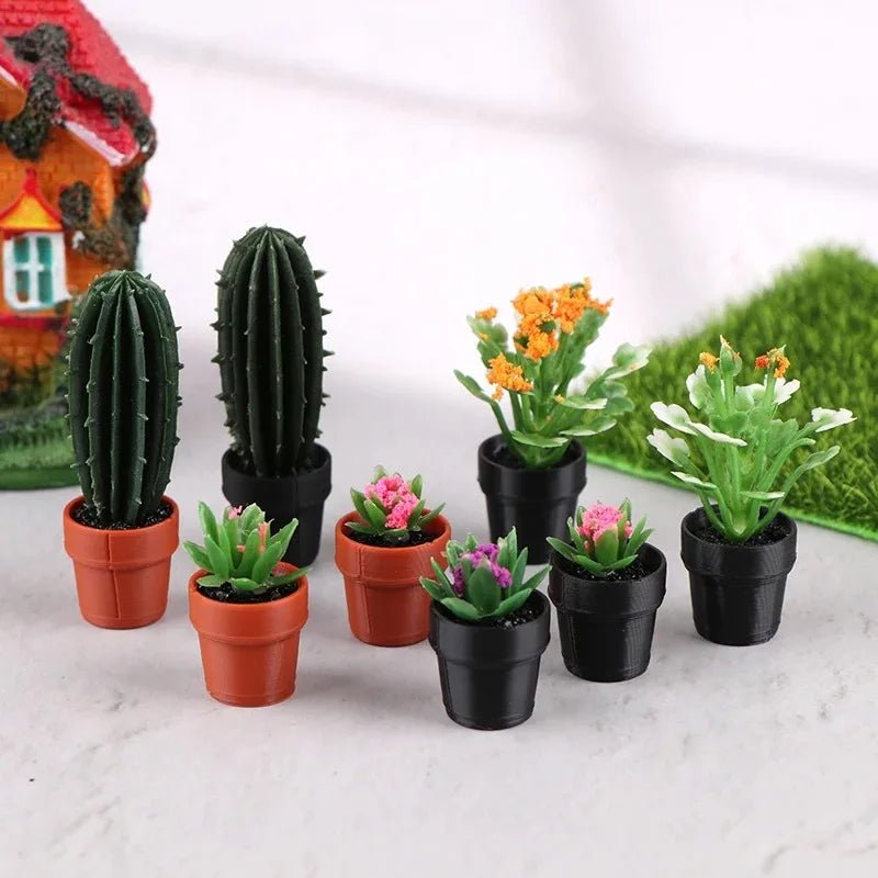 Miniature Potted Plant Set – 1:12 Dollhouse Simulation Plants (5 PCS) - Onlytenbucks.com