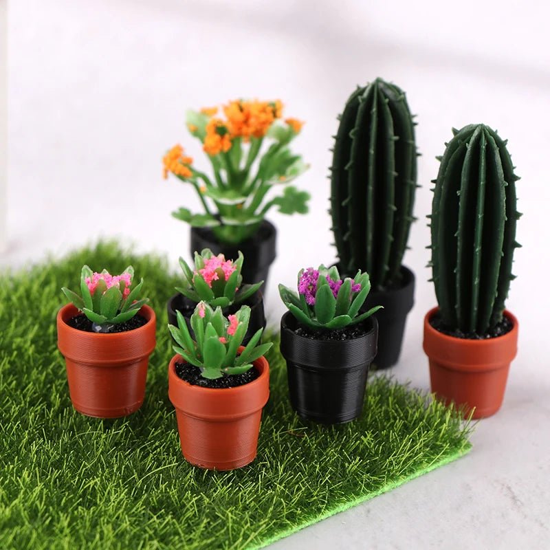 Miniature Potted Plant Set – 1:12 Dollhouse Simulation Plants (5 PCS) - Onlytenbucks.com