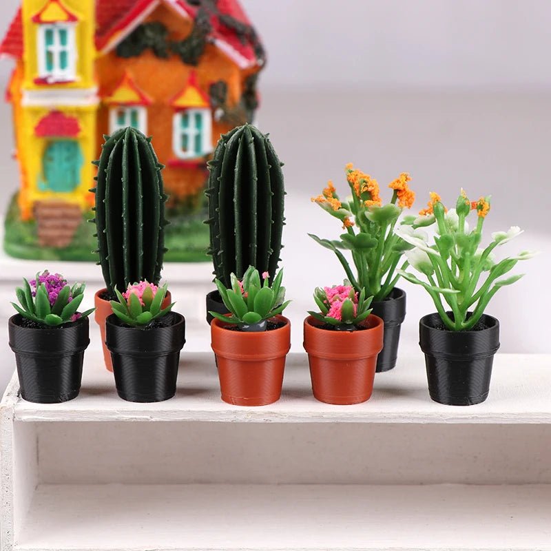 Miniature Potted Plant Set – 1:12 Dollhouse Simulation Plants (5 PCS) - Onlytenbucks.com