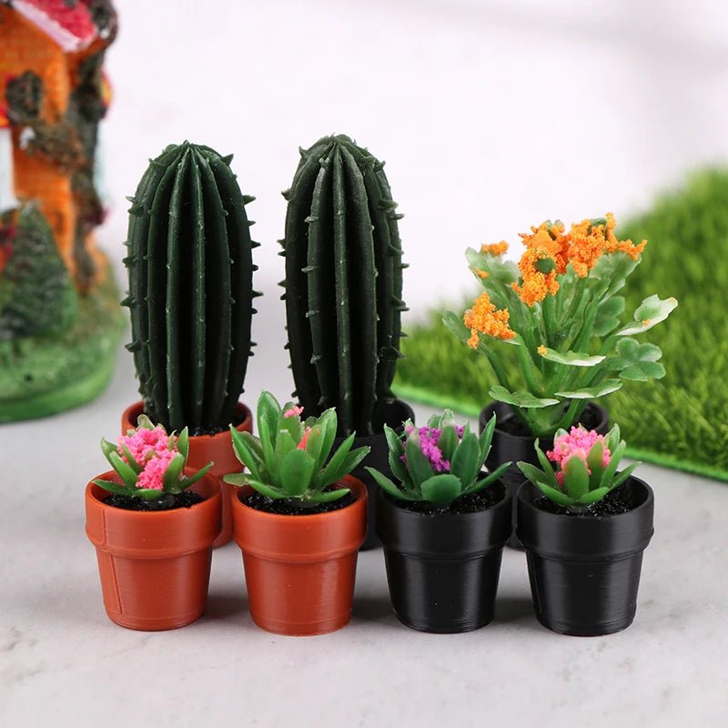 Miniature Potted Plant Set – 1:12 Dollhouse Simulation Plants (5 PCS) - Onlytenbucks.com