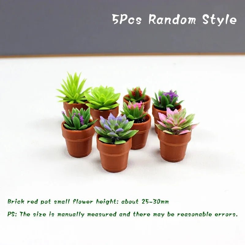 Miniature Potted Plant Set – 1:12 Dollhouse Simulation Plants (5 PCS) - Onlytenbucks.com