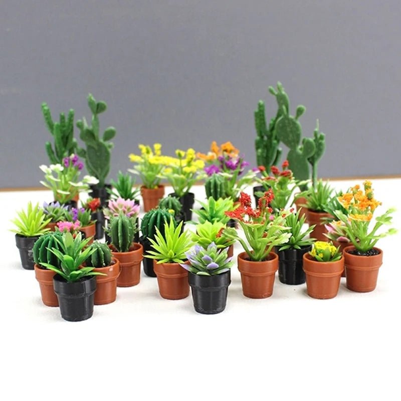 Miniature Potted Plant Set – 1:12 Dollhouse Simulation Plants (5 PCS) - Onlytenbucks.com