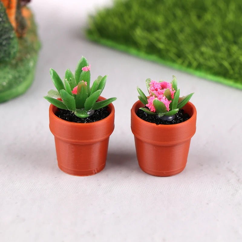 Miniature Potted Plant Set – 1:12 Dollhouse Simulation Plants (5 PCS) - Onlytenbucks.com