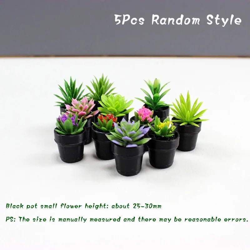Miniature Potted Plant Set – 1:12 Dollhouse Simulation Plants (5 PCS) - Onlytenbucks.com