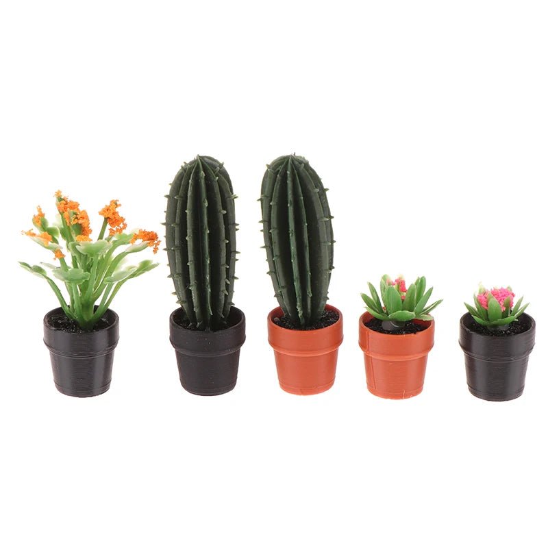 Miniature Potted Plant Set – 1:12 Dollhouse Simulation Plants (5 PCS) - Onlytenbucks.com