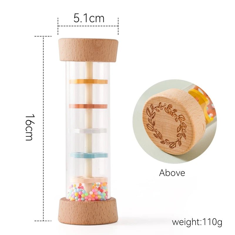 Montessori Wooden Baby Rain Stick – Rainbow Hourglass Music Rattle Toy - Onlytenbucks.com