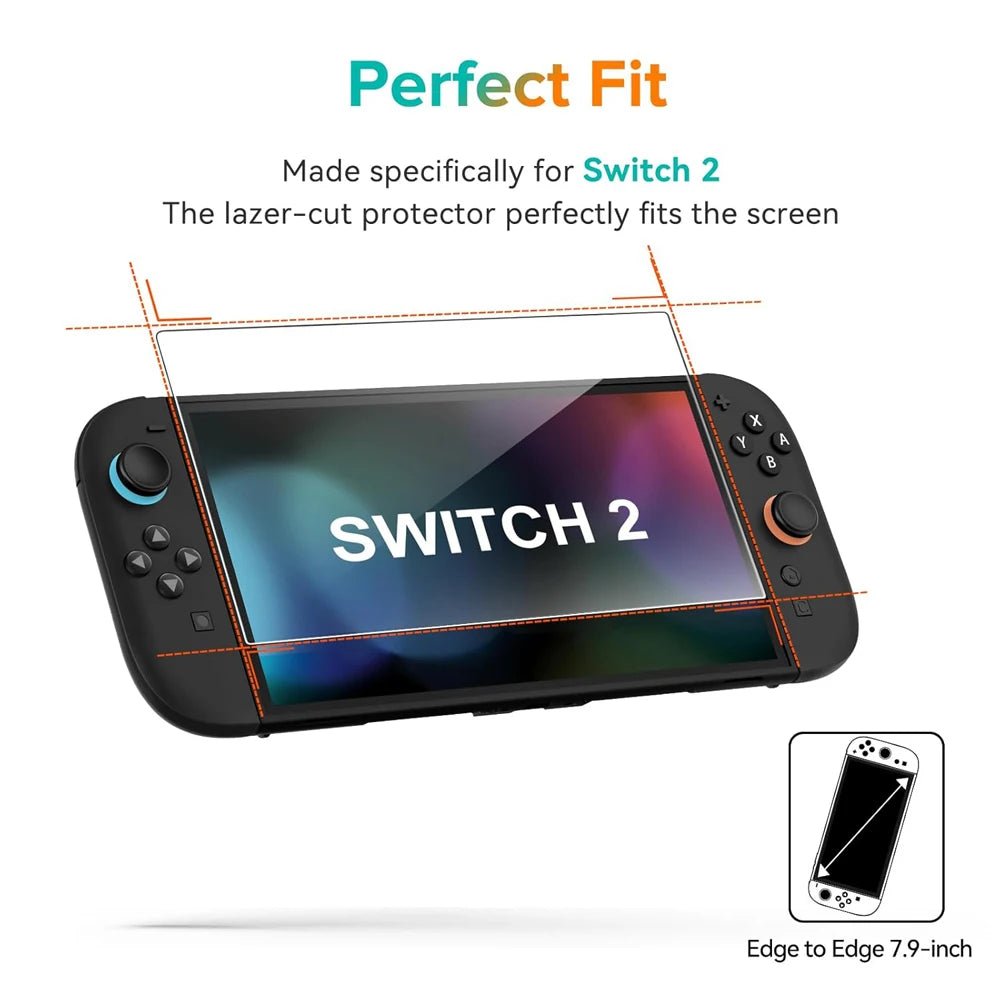 Nintendo Switch 2 Tempered Glass Screen Protector with Joystick Cap - Onlytenbucks.com