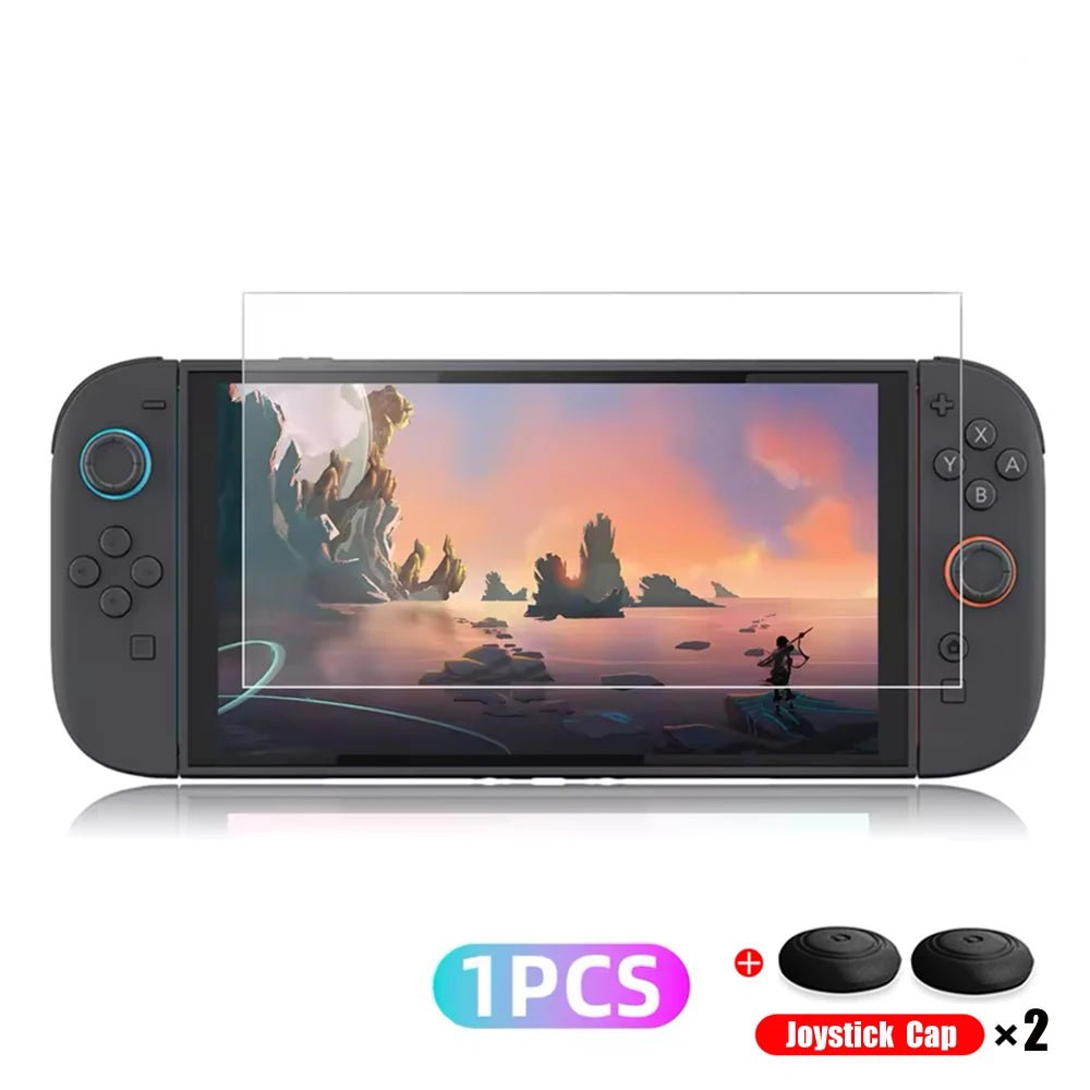 Nintendo Switch 2 Tempered Glass Screen Protector with Joystick Cap - Onlytenbucks.com