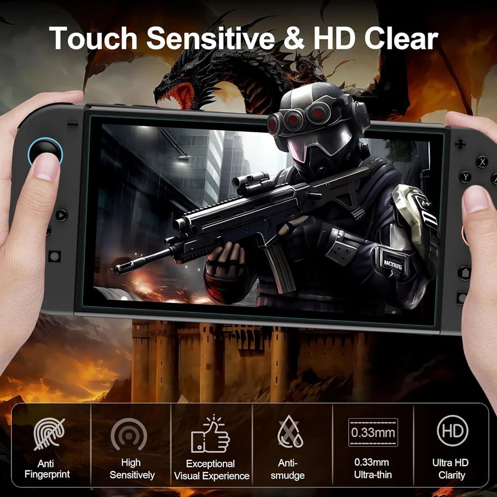 Nintendo Switch 2 Tempered Glass Screen Protector with Joystick Cap - Onlytenbucks.com