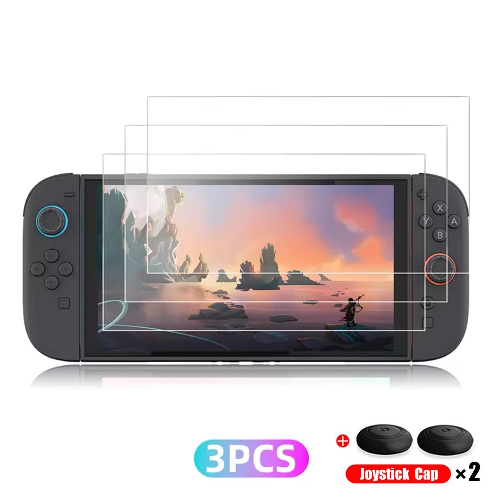 Nintendo Switch 2 Tempered Glass Screen Protector with Joystick Cap - Onlytenbucks.com
