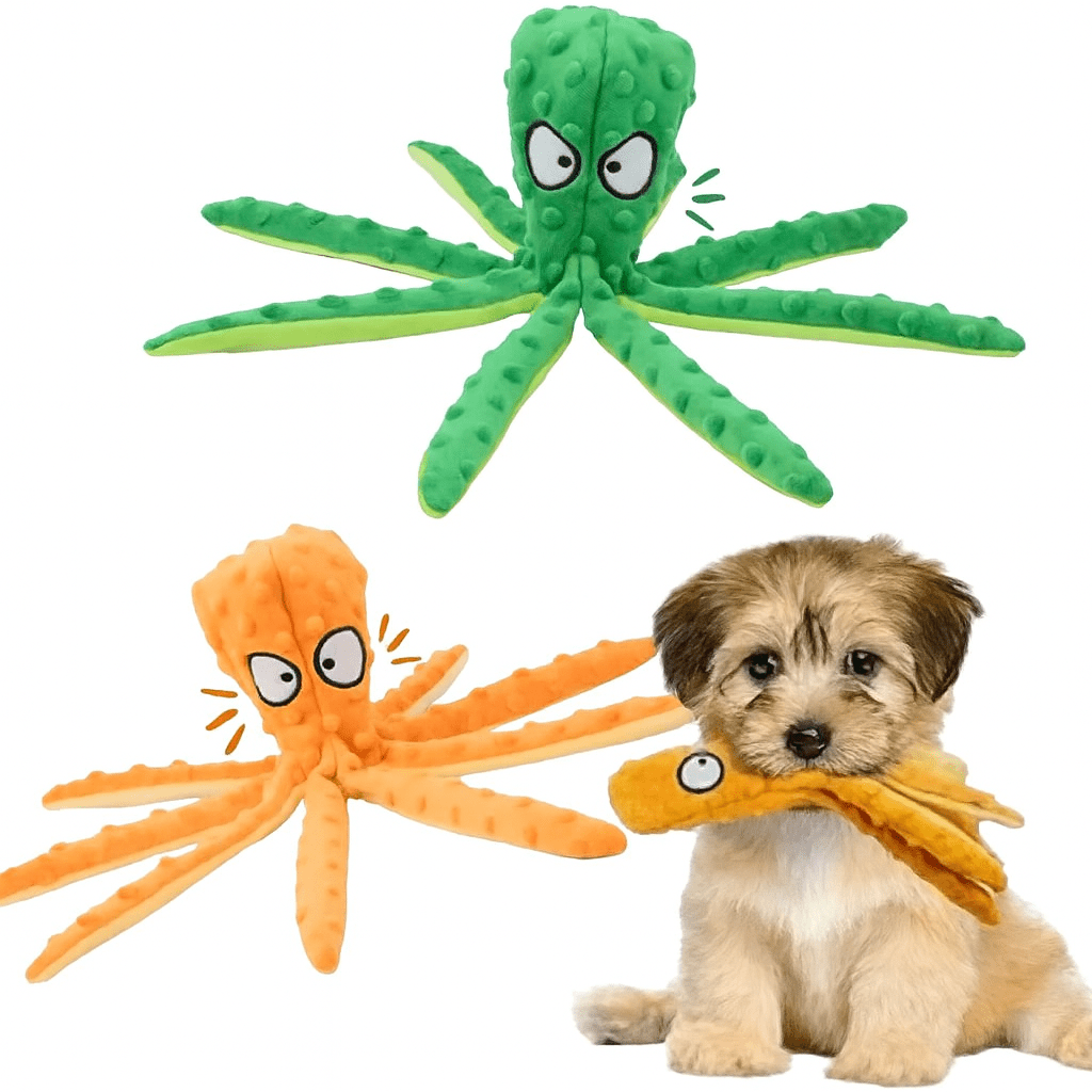 Octopus Plush Dog Toy – Squeaky Cartoon Chew Toy - Onlytenbucks.com