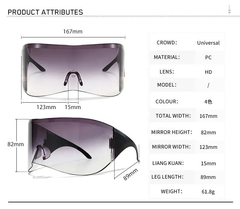 Oversized Rectangle Mask Sunglasses - Onlytenbucks.com