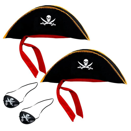 Pirate Skull Hat &amp; Eye Patch Set – Kids Halloween Captain Costume Accessory - Onlytenbucks.com