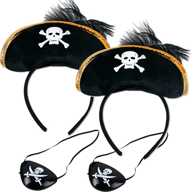 Pirate Skull Hat &amp; Eye Patch Set – Kids Halloween Captain Costume Accessory - Onlytenbucks.com