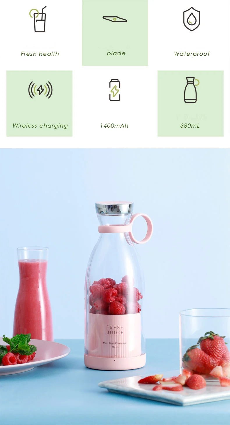 Portable Electric Juicer Blender – 350ml USB Rechargeable Mini Mixer - Onlytenbucks.com