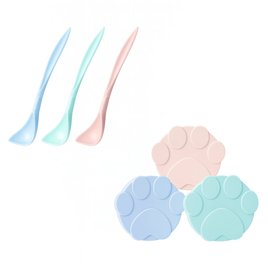 Portable Silicone Pet Food Lid and Spoon Set – 2 - in - 1 Can Cover and Sealer - Onlytenbucks.com