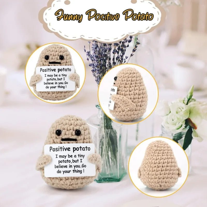 Positive Energy Potato Hug Doll – Mini Handmade Plush with Card - Onlytenbucks.com