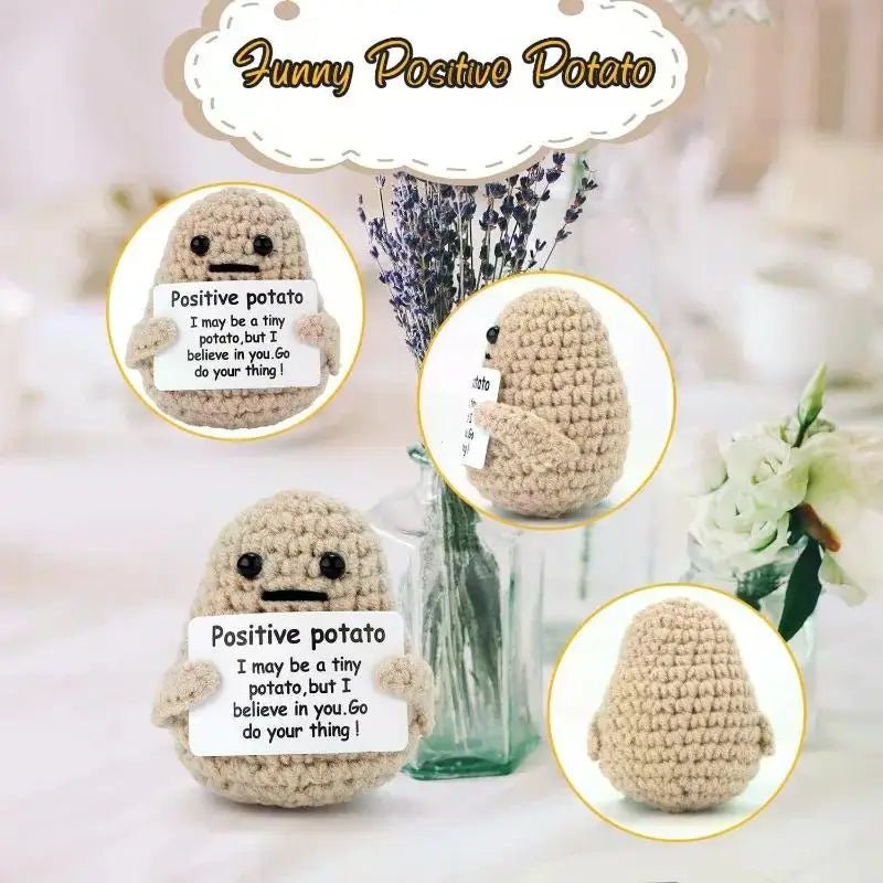 Positive Energy Potato Hug Doll – Mini Handmade Plush with Card - Onlytenbucks.com