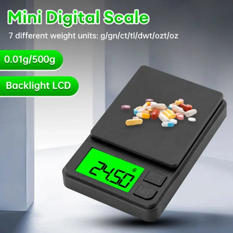 Mini Digital Pocket Scale – 500g/0.01g (17.6oz) or 1000g/0.1g (35.3oz) - Onlytenbucks.com